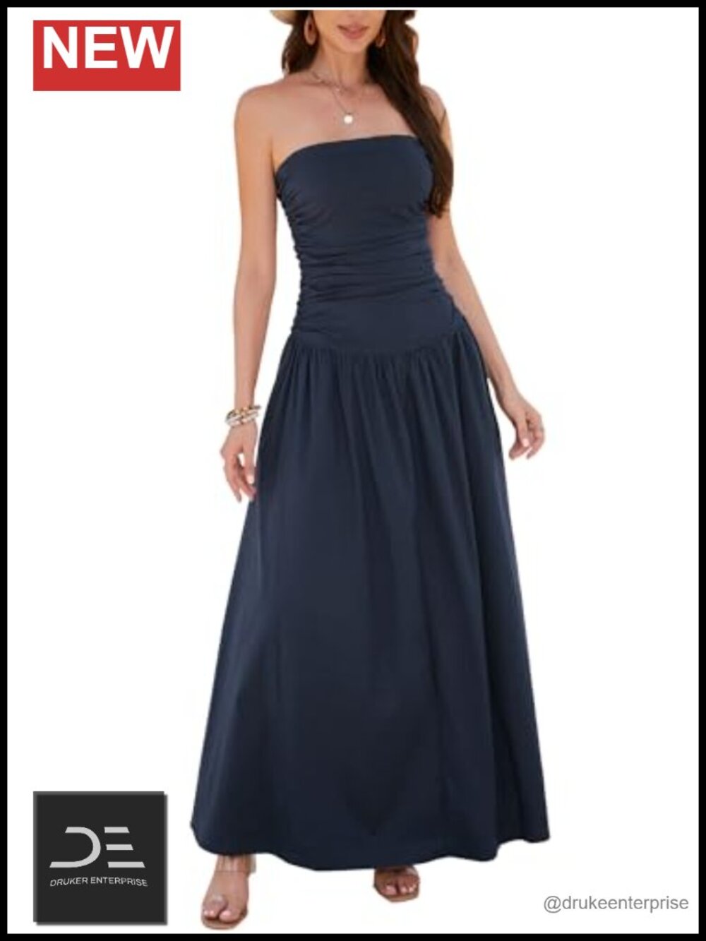 Strapless Tube Top Maxi Dress Cotton Wedding Guest Party
